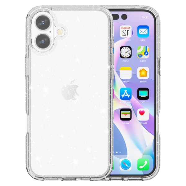 Yhteensopiva iPhone 16 Kuori Glitter Läpinäkyvä