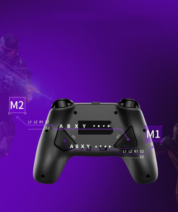 Trådløs Controller Kompatibel med PS4, med Unikt Revnedesign/Programmerbar Bagside/Dobbelt Vibration, Kompatibel med PS4/PC/iOS