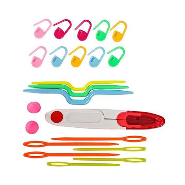 Hæklesæt 50 dele: Ergonomisk, etui i kunstlæder multifärg multicolor