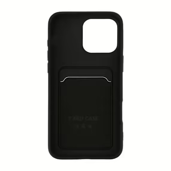 Compatible with iPhone 16 Pro Mobile Case Silicone with Card Holder - Black