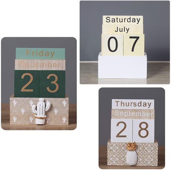 Hot deal til lav pris! Tre-evighetskalender, Vintage Treblokk Evighetskalender - Glad