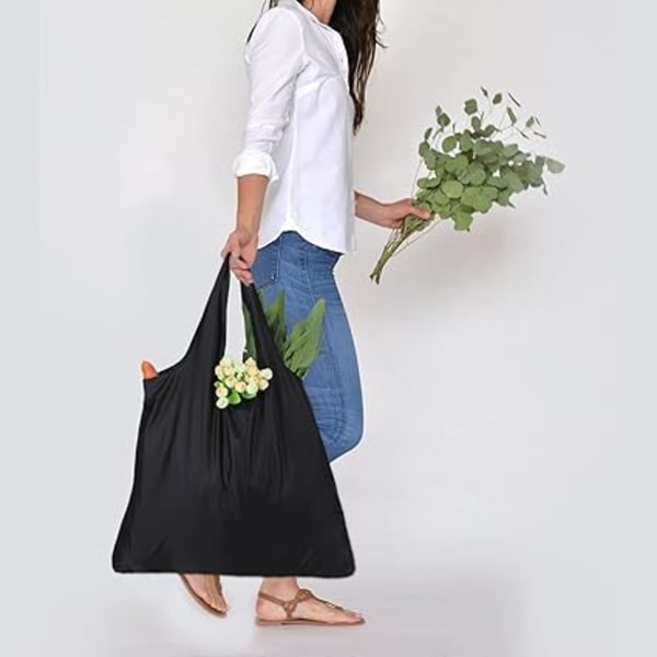 3 stk gjenbrukbare handleposer, sammenleggbar shopper med fast pose, Y