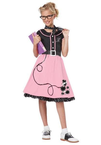 50-TALS FLICKA BARN MASKERADKOSTYM Rosa Rosa 156