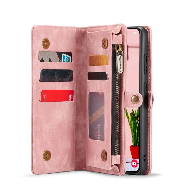 Multi-Slot 2-i-1 Plånboksfodral Kompatibelt med Galaxy S25 Rosa