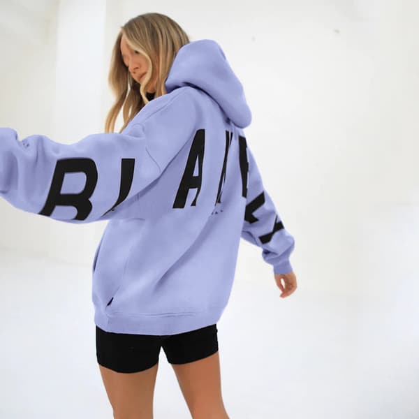 Lys lilla langermet hettegenser for kvinner Light Purple L
