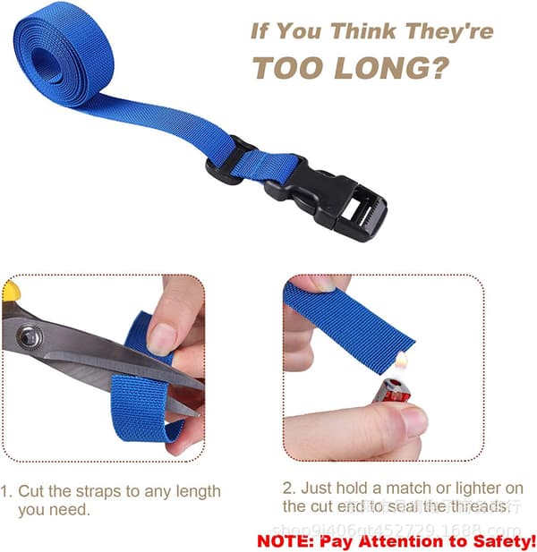 4-pack justerbara ryggsäcksaxelremmar, axelremmar för resetillbehörsväskor, tunga lastremmar, blå blue 2.5cm*300cm