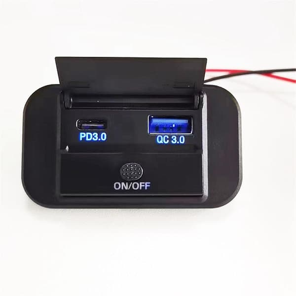 Dobbel Hurtiglading USB QC3.0 og PD3.0 RV USB-uttak 12V USB-lader Bil USB-port 12 Volt USB-uttak