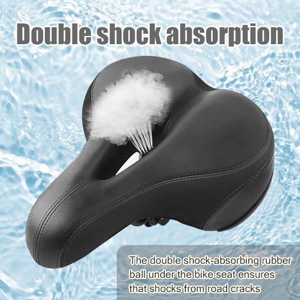 Bicycle Saddle Wide and Shock-Absorbing Black