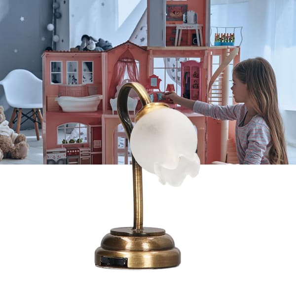 1:12 Skala Miniature Bordlampe Model Blomst Form Blød Belysning Simulering Dukkehus Skrivebordslampe