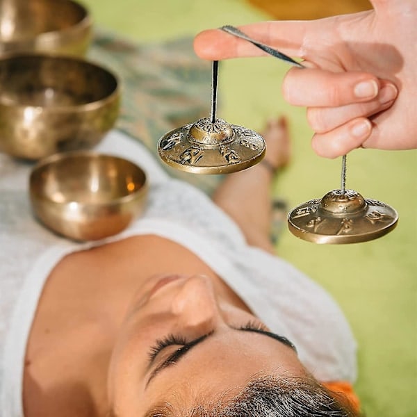 Tibetanska cymbaler meditationsklockor 6,5 cm meditationsklockor, meditationsyoga klocka för slaginstrument (FMY)