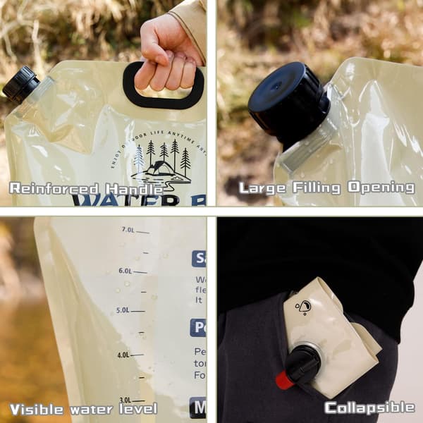 Foldable Water Container with Tap, 8L Drinking Water Container Compatible with Camping, Picnics, Barbecues, Hiking, Backpacking, Survival 4PCS