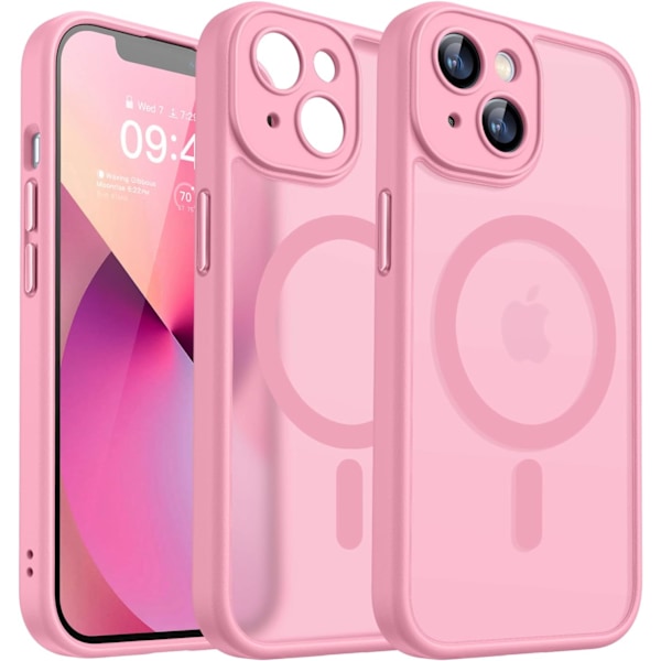 Magnetisk deksel for iPhone 16 Pro Max med fullstendig kamerabeskyttelse [Kompatibel med MagSafe] [Gjennomsiktig matt] Beskyttende telefondeksel, varmrosa Pink Pink iPhone 13
