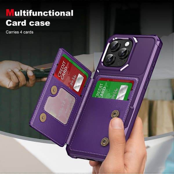 Horisontellt Flip Kortfack Läder Telefonfodral For iPhone 16 Pro