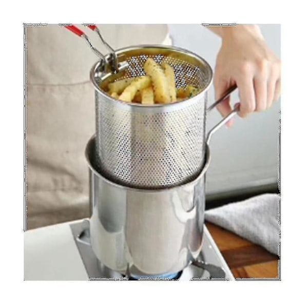 Fritøse i rustfritt stål for Tempura, pommes frites, kylling etc. med sil
