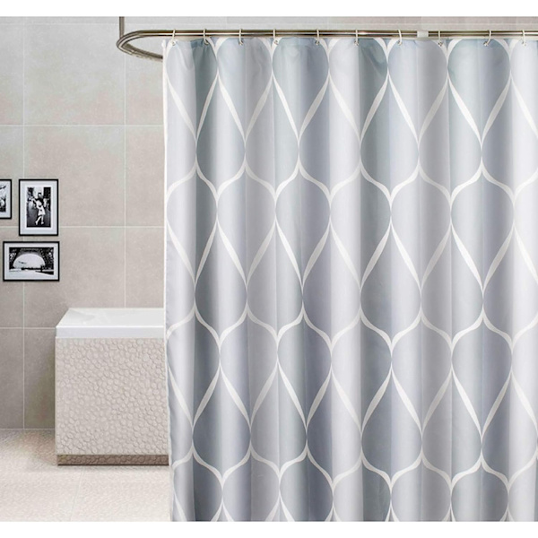 Duschdraperi, 120x180 cm, vattentätt, tvättbart, mögelresistent polyester, grå.