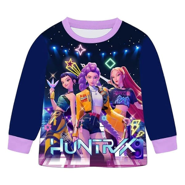 K-Pop Devil Hunter långärmad pyjamas för barn, söta tecknade pyjamas för barn, lämplig för både sömn och vardagsbruk, blå. blue 110