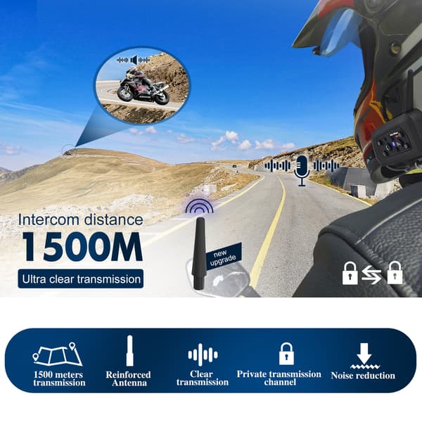 Kypärä Bluetooth Intercom | 1500m Full Duplex Moottoripyörä- ja Hiihtointercom two