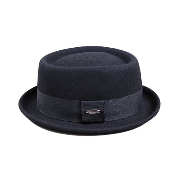 Pork Pie Hatt 99% Ullfilt Herrar Porkpie Brea Bad Hattar Platt Topp Herrar Fedora Svart