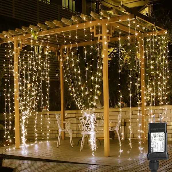 LE Fairy Lysgardin Batteri eller USB-stik, 3 x 3 m Lysgardin med Fjernbetjening, 300 LED Indendørs Udendørs Dekorativ Juleblinkende