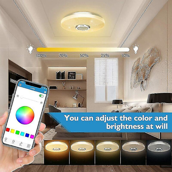 36W LED loftlampe med Bluetooth-højttaler, smart med fjernbetjening og app