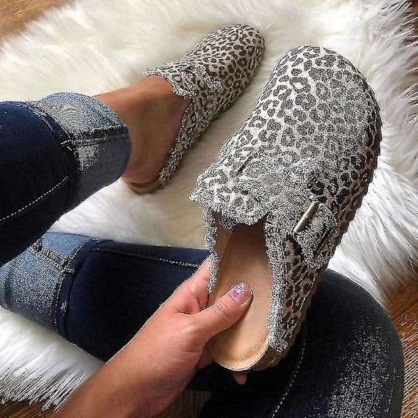 Damskor, platta, spänne, sommar, mode, tryck - ACGIV leopardmönster 40 leopardmönster Leopard Print 40