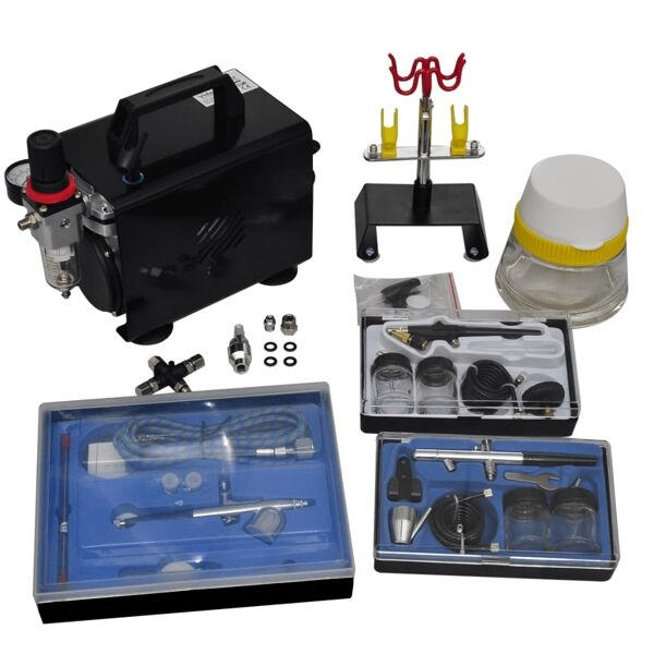 Kompressor Airbrush inkl. 3 sprutpistoler 8900