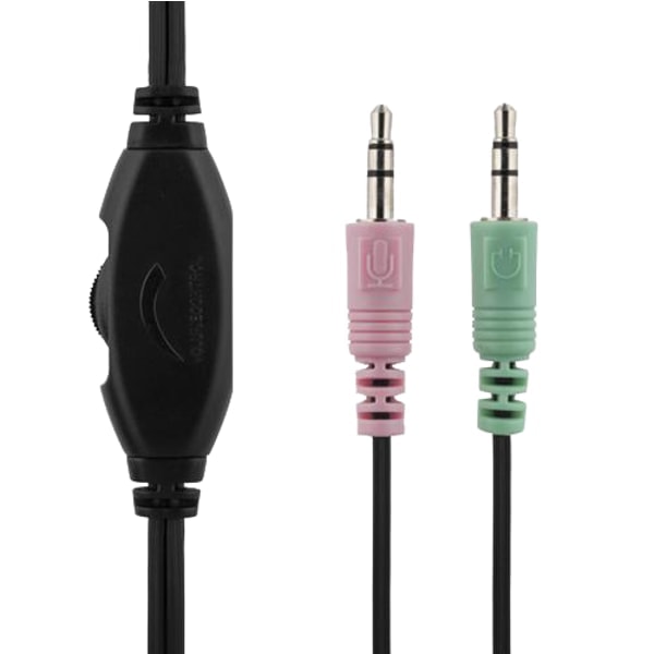 Stereo headset lukket bakside rundt øret volumkontroll 2x3,5mm 2m