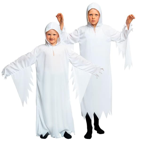 Spøgelse Engel Hvid Kåbe Børnekostume Maskerade Hvid White 128