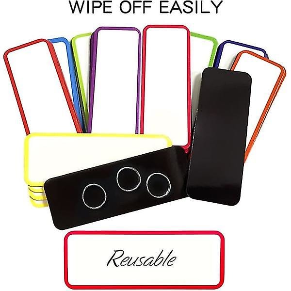 54-pack whiteboardmagneter, 9 färger - 29 x 79 mm - Skrivbara magneter