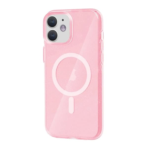 Kompatibelt med iPhone 11, Magsafe glitterfodral - Rosa