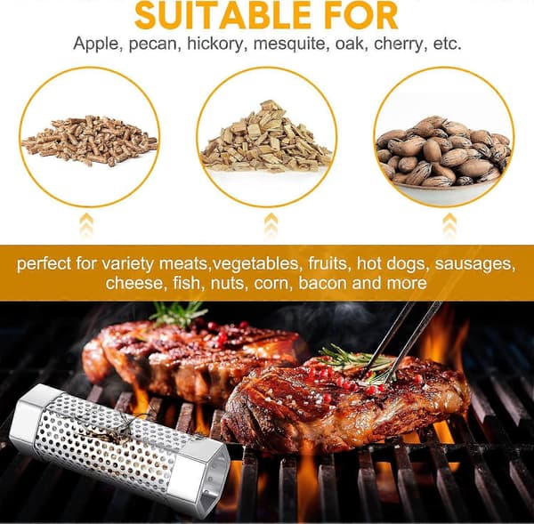 4 stk Pellet Røykerør 6 Tommer Stål Rustfritt Perforert BBQ Ved Pellet Røykerør