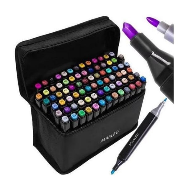 80-pak - Tusser med etui - Dobbeltsidede tusser, multifarve 550