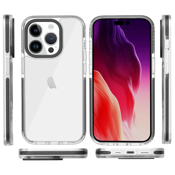 Transparent telefoncover Kompatibelt med iPhone 15 Pro Black