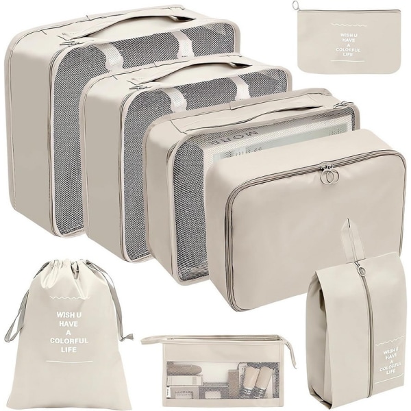 8-delad resväska, Comius Sharp plaggpåsar, packningskuber, packpåsar,
