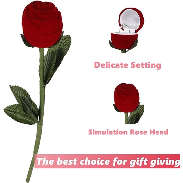 Romantisk rosformad ringlåda, rosa låda för vigselring ring röd romantisk blomma