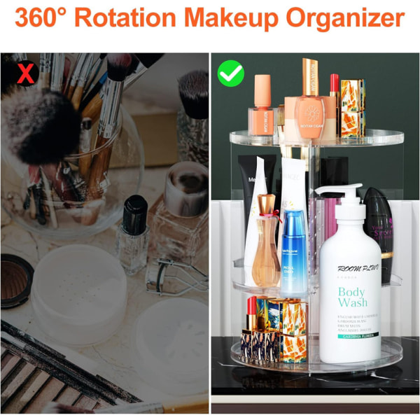 Makeup Organizer, 360 Rotating Lipstick Organizer Cosmetic Storage Box Skrivbord