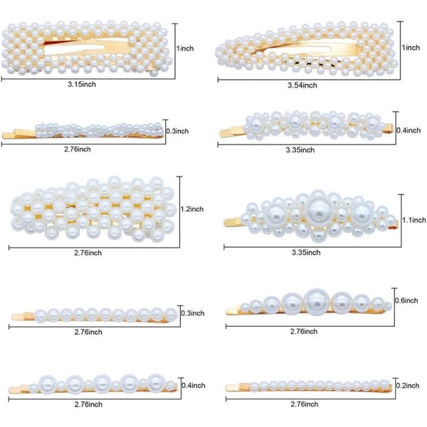 10 stycken Fake Beads Hårklämmor Hårklämmor för kvinnor tjejer