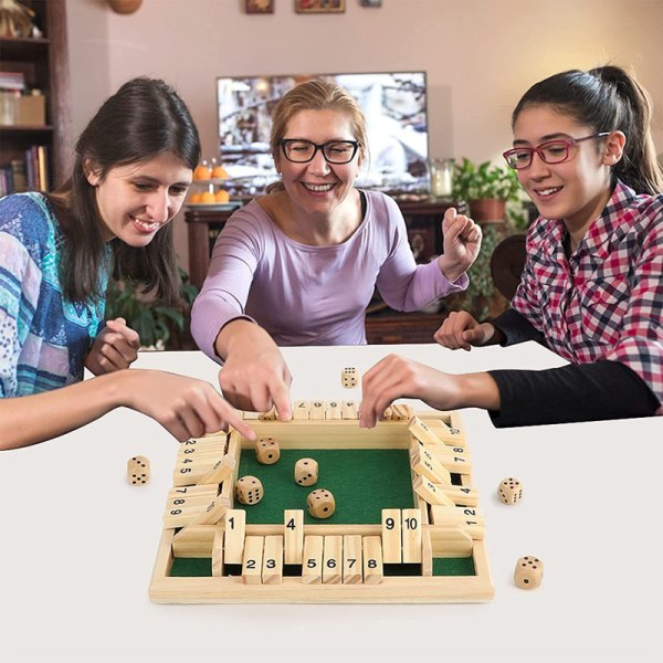 Shut the Box Brädspel Träleksaker 4-spelares tärningsbrädspel för familjer