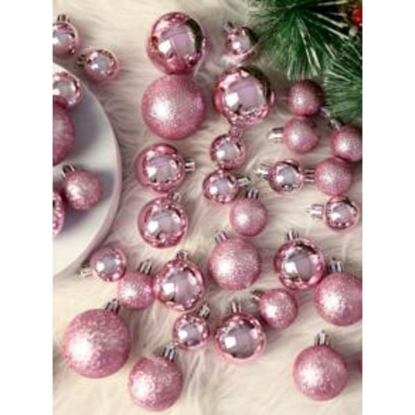 44pcs/Set Christmas Ball Ornaments With Strings, Bow Design, For Christmas Tree, Festival, Wedding,