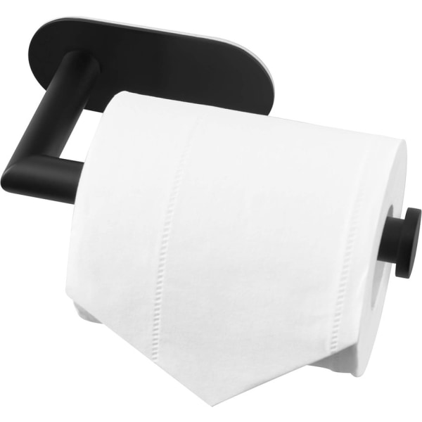 Toalettrullehållare utan borrning Mattsvart Rostfritt stål Toalettrullehållare för kök och badrum