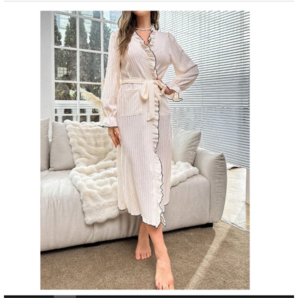 Ruffle Trim Belted Robe mediam  Size  44 (XL)