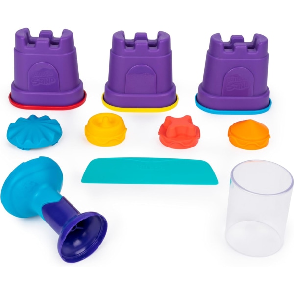 Rainbow Mix Set med 3 färger Kinetic Sand (382g) och 6 verktyg, för barn från 3 år och uppåt