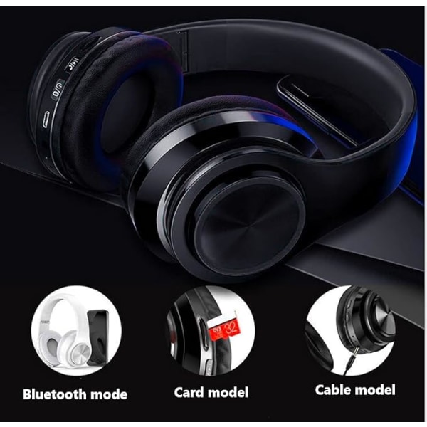 Trådlöst bluetooth-headset, färgglada/vikbar/stor batterikapacitet/inbyggd mikrofon-Bluetooth 5,0/10 m förvaring/stereosurround/öronpropp