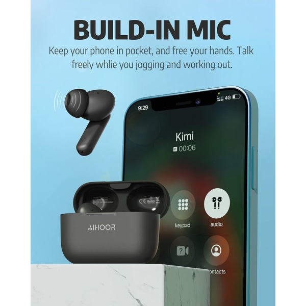 Trådlösa hörlurar, Trådlösa hörlurar för iOS- och Android-telefoner,