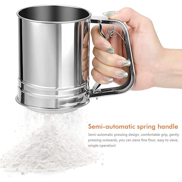 Stainless Steel Flour Strainer with OneHand Flour Strainer Fine Mesh