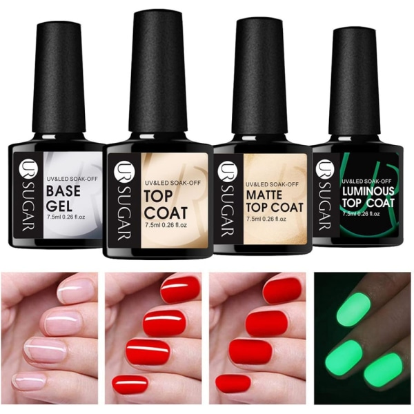 10 ml topplack och baslack kit, matt gel top coat och present Luminous top coat,