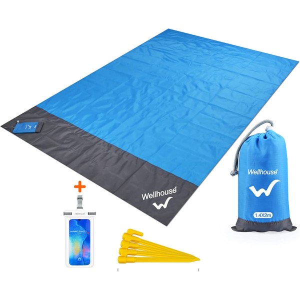 Sandtät strandfilt Campingmatta Vattentät picknickfilt (blå140x200cm)