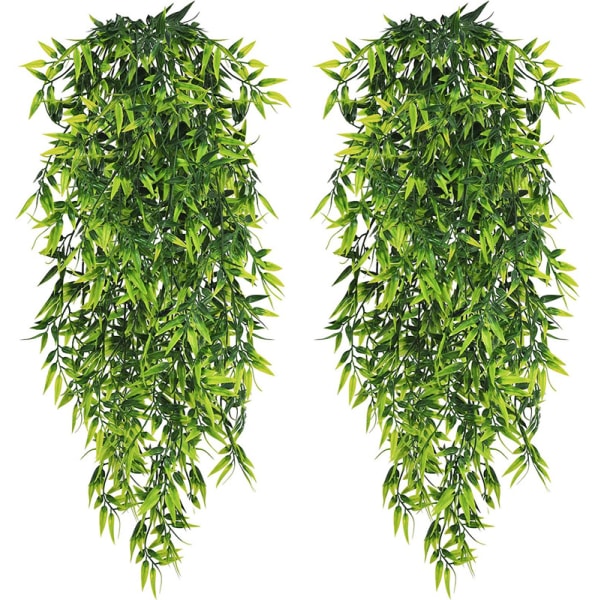 4 Pack/11ft konstgjorda hängande växter Utomhus/Inomhus Falska gröna bladväxter Plast
