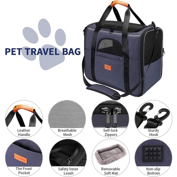 Transportväska för katter, bärbar hopfällbar resväska för husdjur