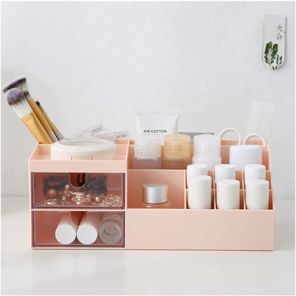Makeup Organizer med lådor, Makeup Förvaring Kosmetisk Sminkbord Organizer Makeup Box